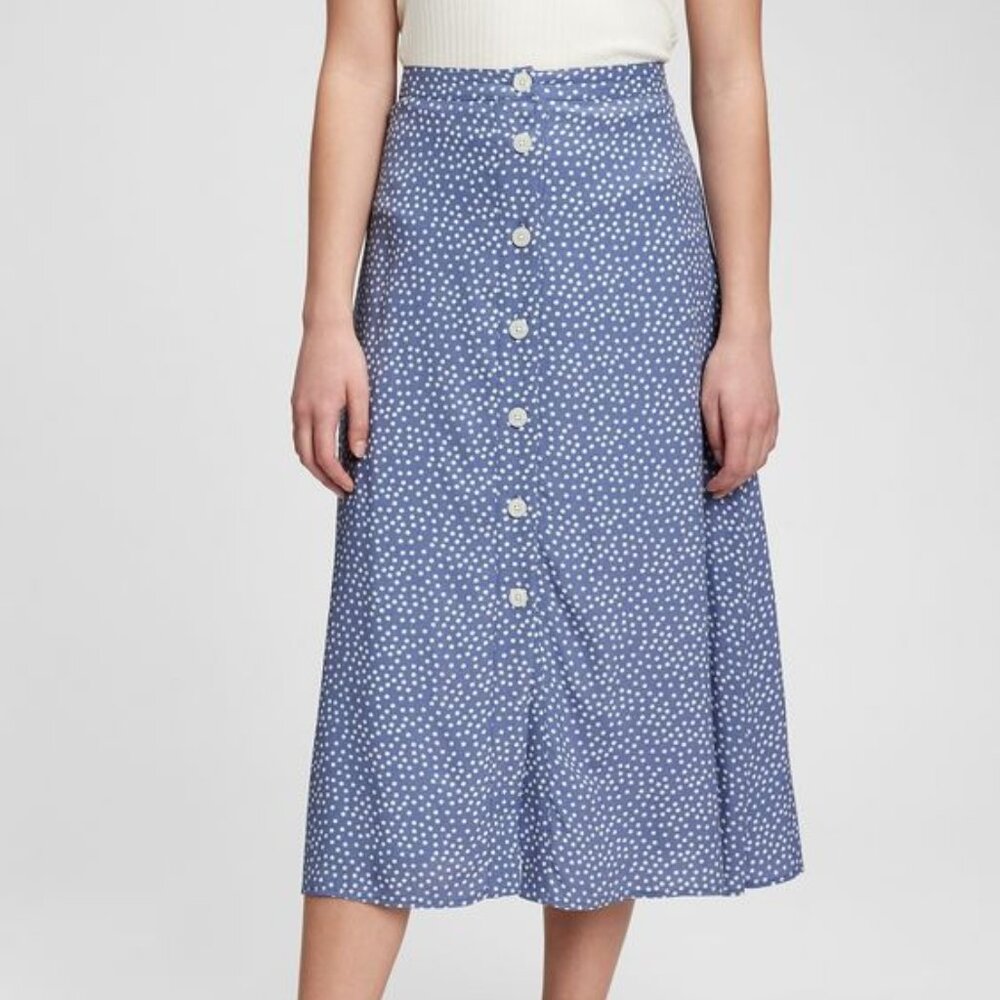 NWT GAP Button-Front Polka Dot Midi Skirt
